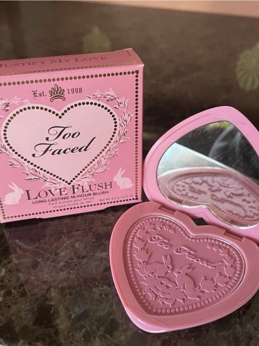 BRAND NEW Too Faced Love Flush JUSTIFY MY LOVE 16-Hour Blush FULL SIZED